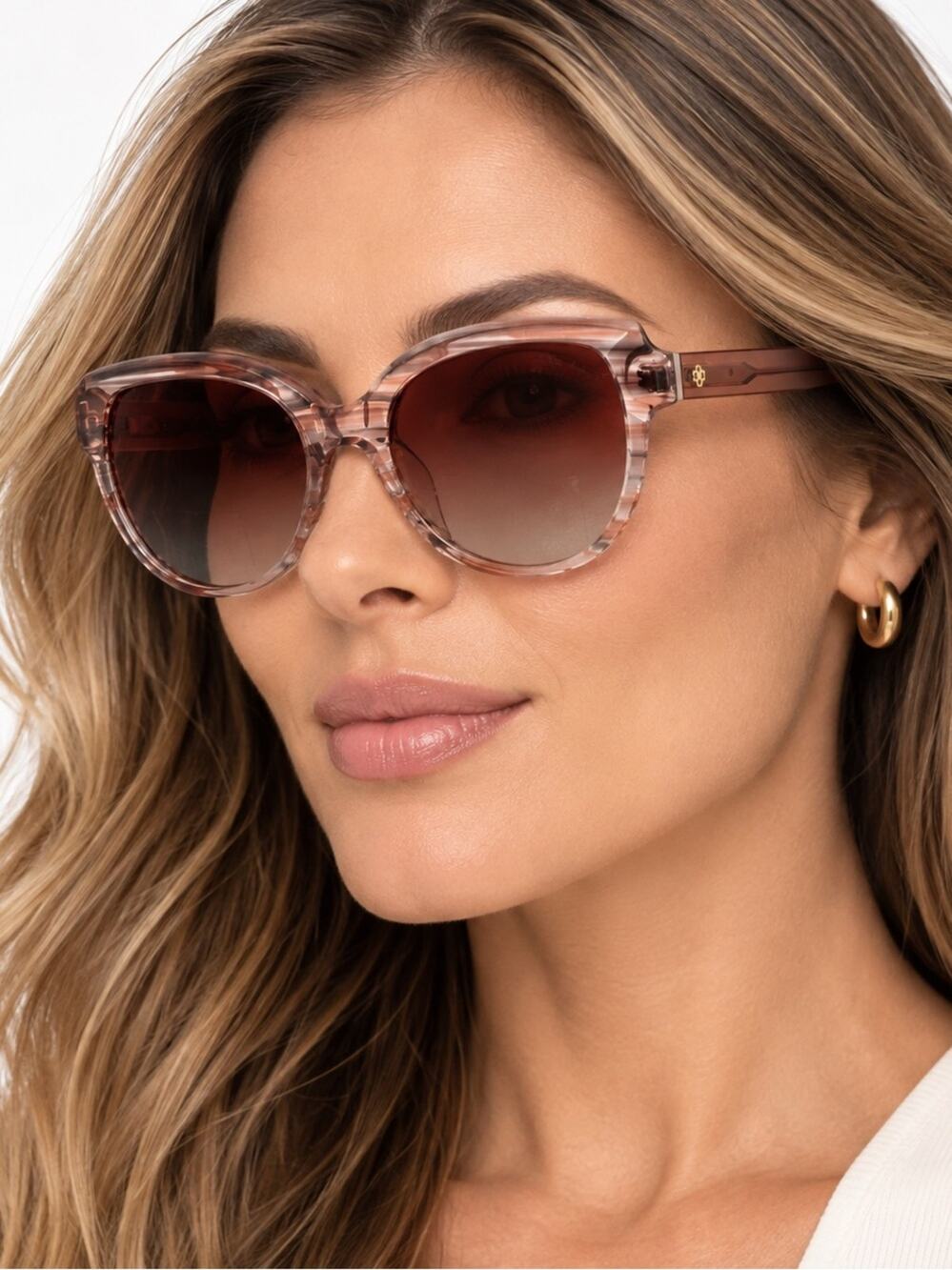 New Ann Taylor ATP921 C02 Translucent Blush Horn Sunglasses Authentic